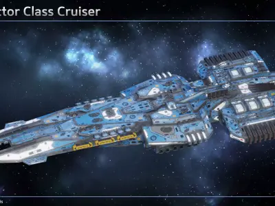 Spaceship Cruiser Protector Low-poly 3D model