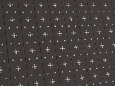 Dark Wood Silver Clover Studs PBR Seamless Texture