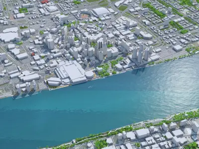 Detroit Downtown Michigan USA Low-poly 3D model