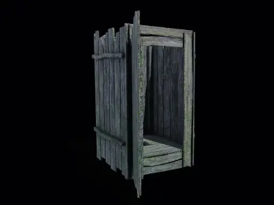 Wooden Toilet Low-poly 3D model