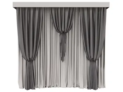 Elegant Window Curtains with Tie Backs 3D model