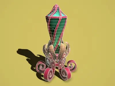 Fantasy flower obelisk Low-poly 3D model