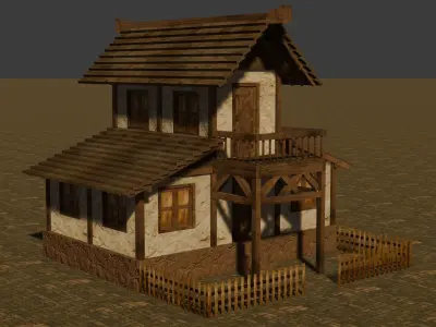 Authentic Low Poly Medieval House Pack for RPG Game Design Low-poly 3D model