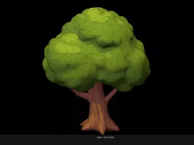 Low Poly Stylized Green Tree Low-poly 3D model