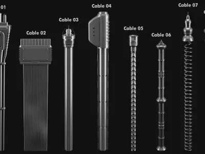 Sci-Fi subdiv tubes and cables volume 02 3D model