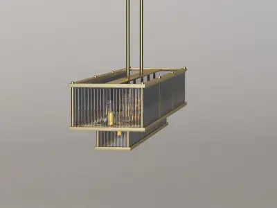 Marais Linear Chandelier 48in with Bulb 3D model