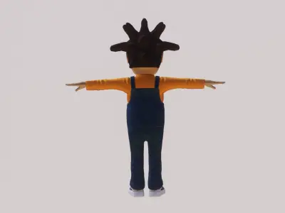 Toony Black Man Rapper Character - Rigged Low-poly 3D model