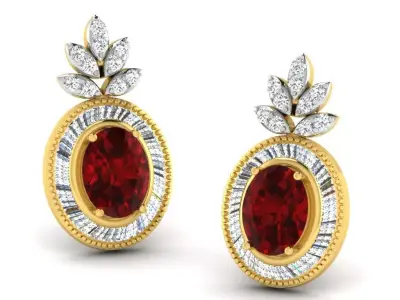 Gold Diamond Women Earring 3D print Model 3D print model 143