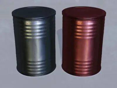 Barrel metal can Low-poly 3D model
