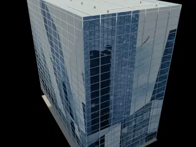 BUILDING office with glass windows Low-poly 3D model