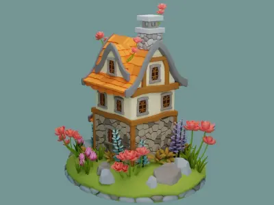 Cartoon House 4 3D model