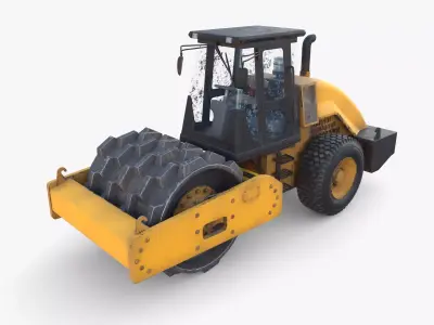 Road roller V2 Low-poly 3D model