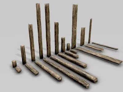 Wood Planks Low-poly 3D model