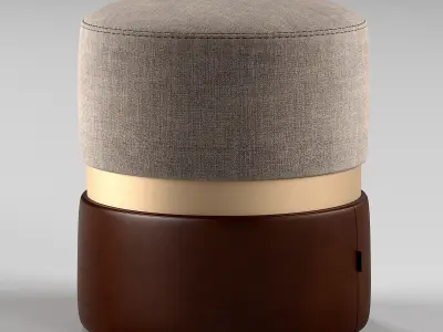 Pufic ottoman with fabric and base 3D model