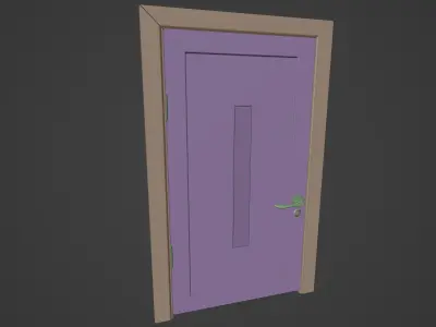 Bedroom door Wood Low-poly 3D model