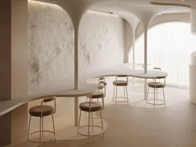 Minimalist Creamy Lobby and Reception 3D model