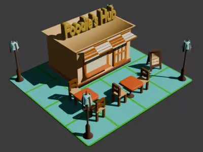 Low Poly Shop 3D Model Low-poly 3D model