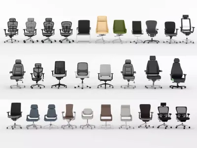 Modern Office Chair Collection  Low-poly 3D model
