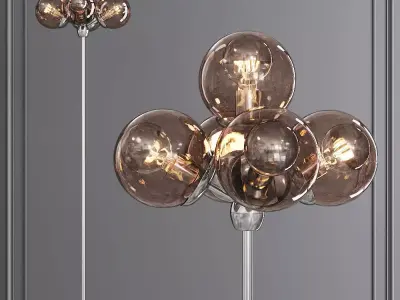 Modo Floor Lamp 5 Globes Polished Nickel and Smoke Glass 3D model