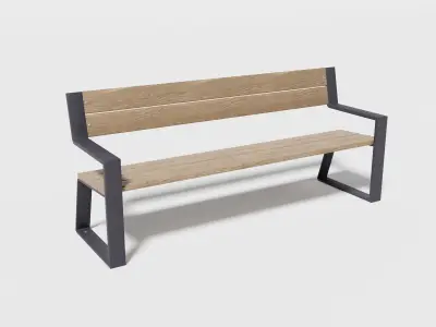 Street bench modern Low-poly 3D model