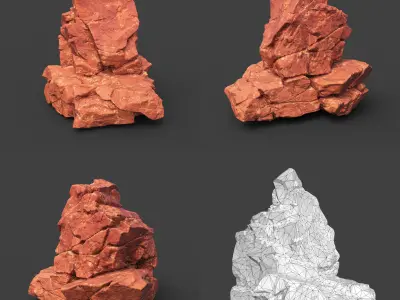 Low poly Sandstone Cracked Rock 220124 Low-poly 3D model