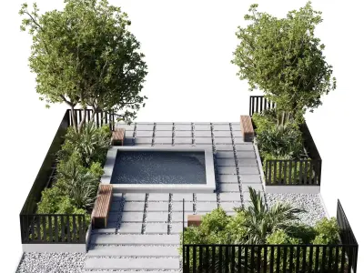 Town Square and Outdoor Plants - Environment Park 3D model