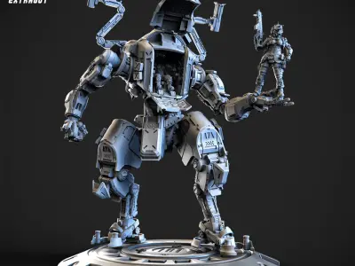 A Girl and Her Robot 100mm 3D print model