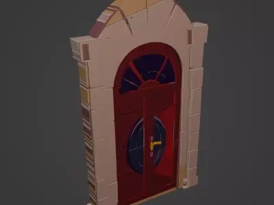 Medieval Door Low-poly 3D model 20
