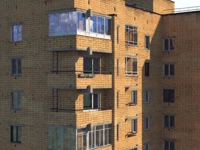 Soviet nine-story house 3D model