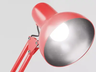 Desk Lamp Flexo Red - PBR metal lamp 3D model