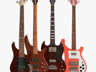  All Bass Guitar Body Types Mega Bundle 23 PBR Models 