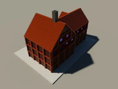 3d voxel low-poly house Low-poly 3D model purchase