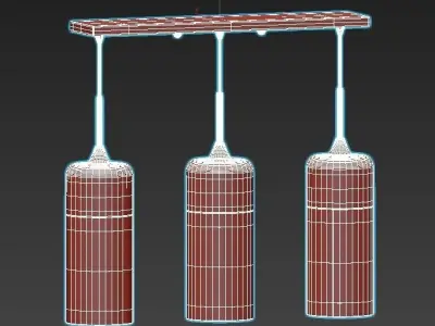 NORD-COLOR-TRIO three colorful pendant lights hanging from ce... 3D model