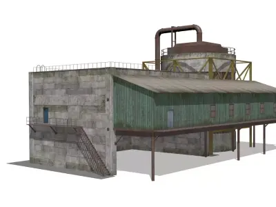  concrete building Low-poly 3D model