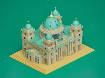 Cathedral from Berlin Germany Low-poly 3D model