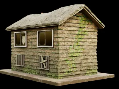 Low-poly Abandoned House  Low-poly 3D model