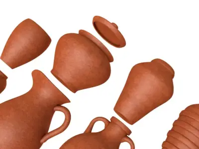 Artisan clay vases collection 3D model