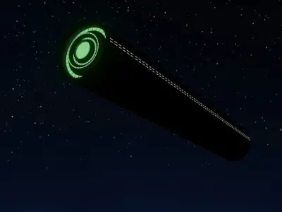 Cigar-UFO futuristic device flying in sky 3D model