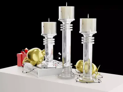 Christmas candle holder new year decor 3D model