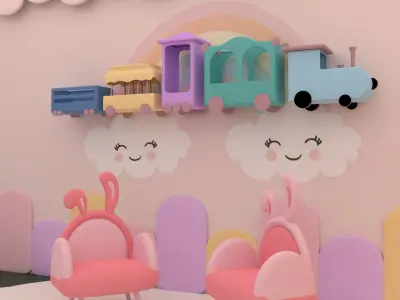 Stylized kids room 3D model