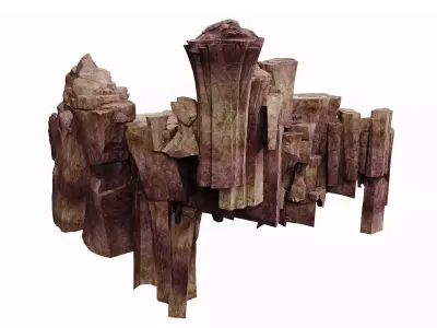 Stylized Cliff Stair Plateau-Game-Ready Modular Canyon Platforms 3D model
