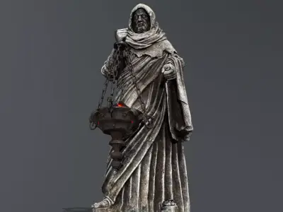 old Statue Low-poly 3D model
