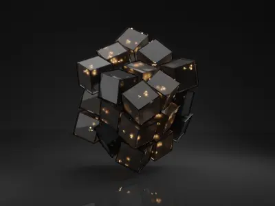 Scifi Cube- Abstract Cubes in Cube Low-poly 3D model