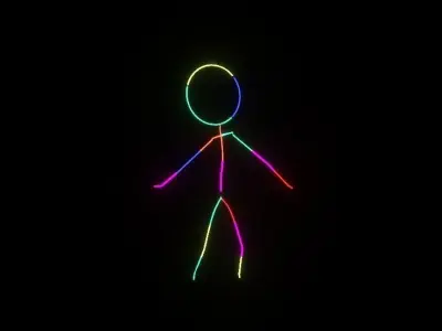 Neon Glow-stick Dance - Mesmerizing 3D Model and Animation 3D model