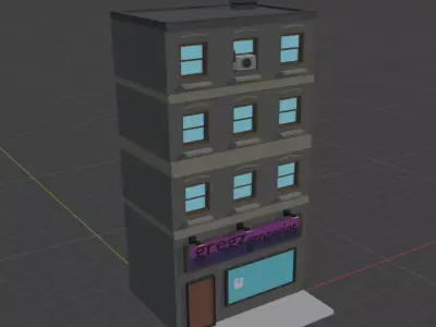 Low Poly Grocery Store Building Game Ready Low-poly 3D model
