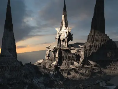 Mars Gods Mountain Ruins scene 3D model