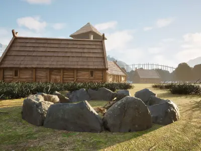 Viking Settlement Environment UE5 Low-poly 3D model