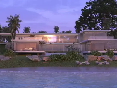 Modern beach house Revit and Vray 3ds max 3D model