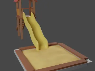 Playground set sandbox and slide 3D model