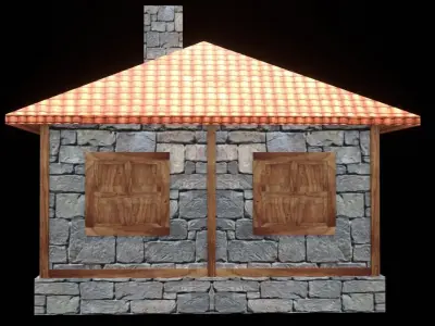 medieval house low poly village town residential game ready 37 Low-poly 3D model